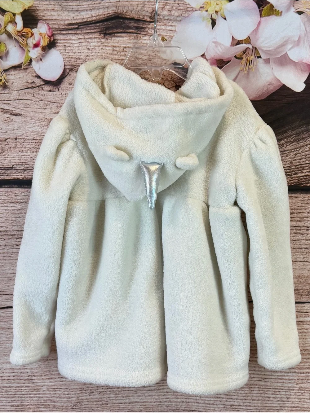 Quiltex Baby Toddler Girls Faux Fur Silver Unicorn Hooded Coat 2Y